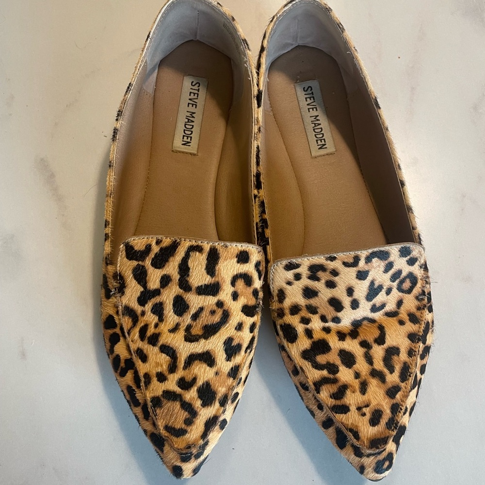 Steve Madden Brown and Black Flats Leopard Print